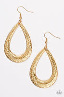 Straight Up Shimmer Gold Teardrop Hoop