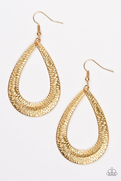 Straight Up Shimmer Gold Teardrop Hoop